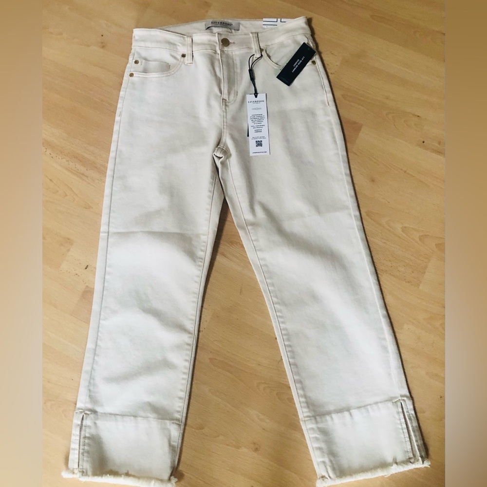 New Liverpool Los Angeles Cream cropped Jeans - Picture 5 of 12